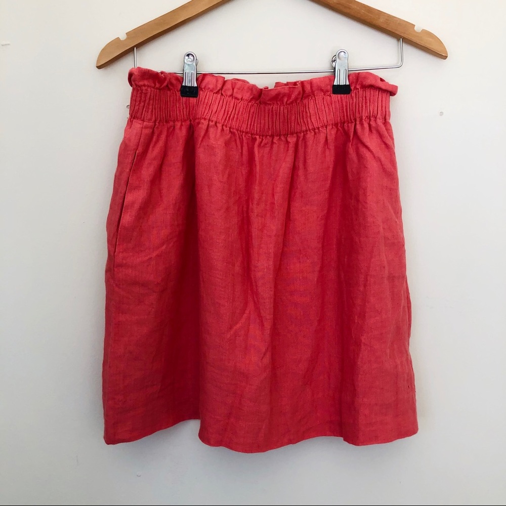 J. Crew Linen Coral City Mini Sidewalk Skirt